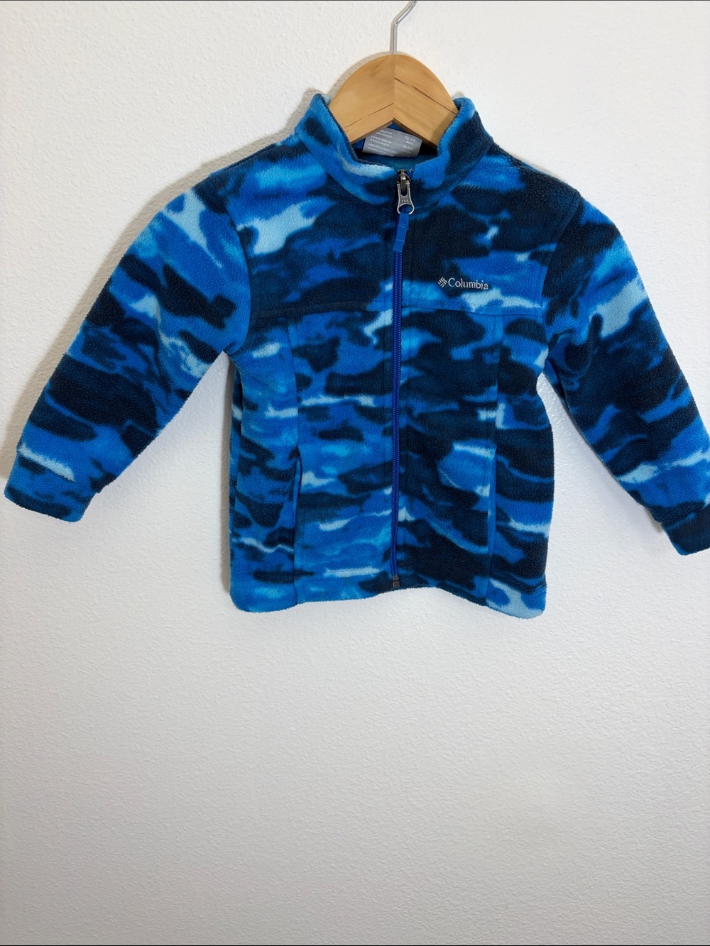 Columbia Blue Camo Full-Zip Fleece Sweatshirt Jacket